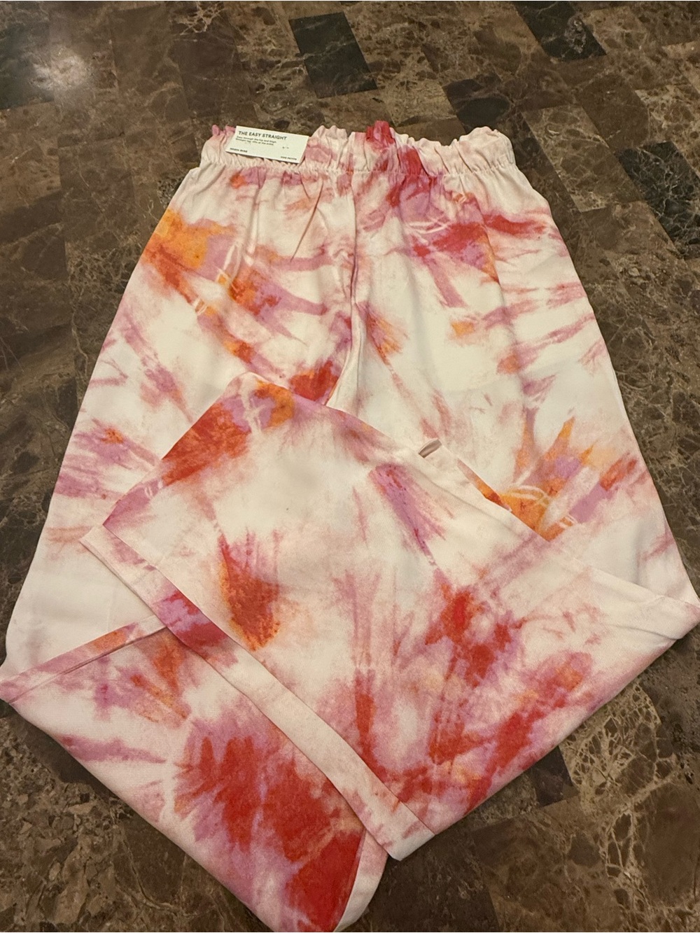 Ann Taylor White Tie-Dye Joggers with Pink, Red & Orange Accents - Picture 13 of 16